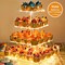 4 Tier Cupcake Stand Acrylic Tower Display with LED Light Premium Holder Dessert Tree Tower for Birthday Cady Bar Décor Weddings, Parties Events (Yellow Light)